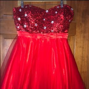 Red sparkly homecoming dress